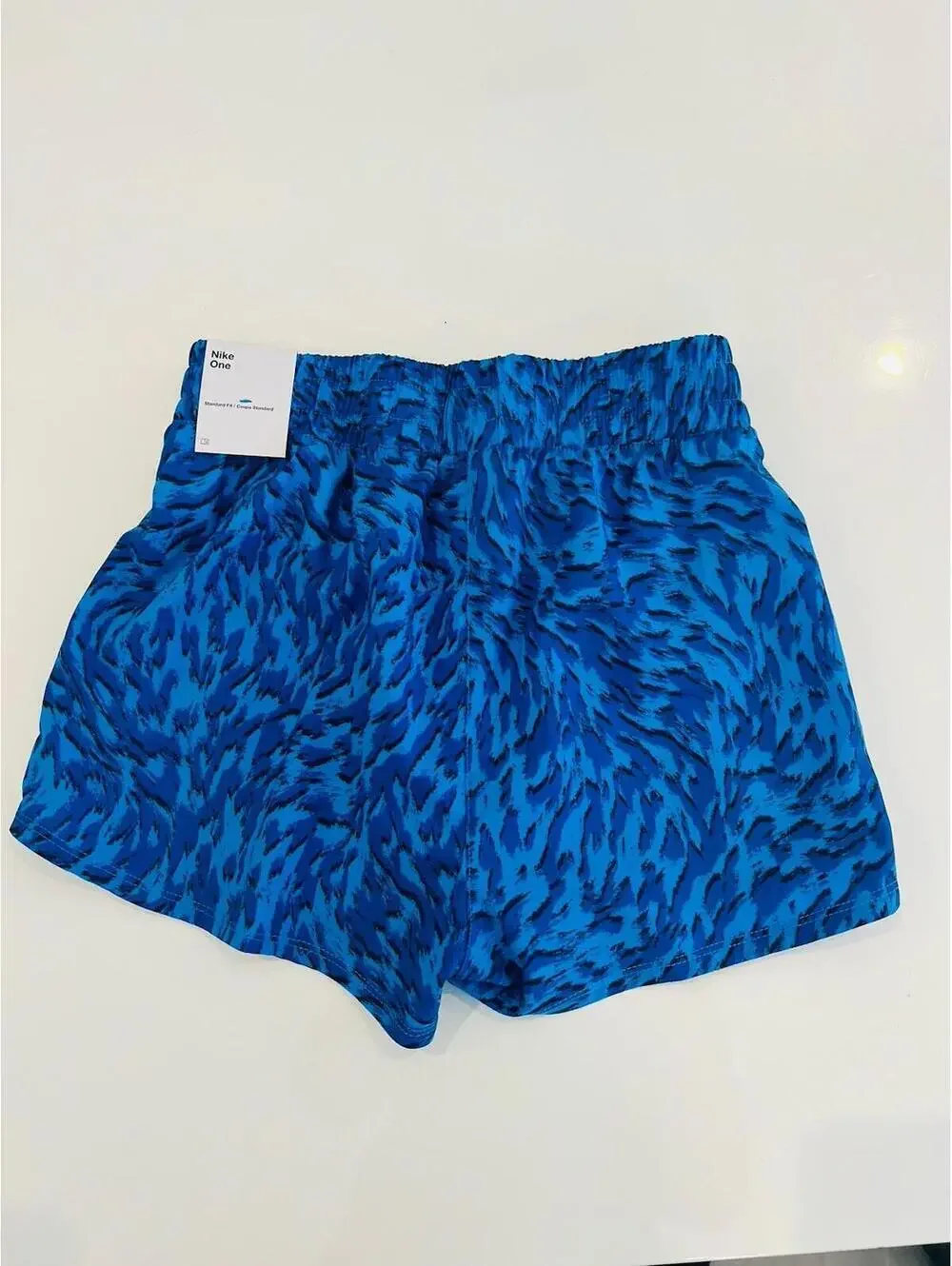 $38 Nike One Kids Standard Fit  Printed Shorts Dri-Fit  Blue Size Medium FQ4527